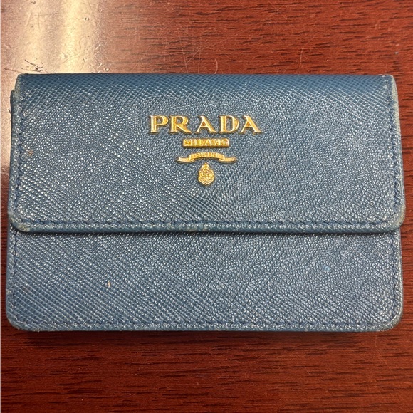 Prada Blue Leather Card Holder - Picture 1 of 11
